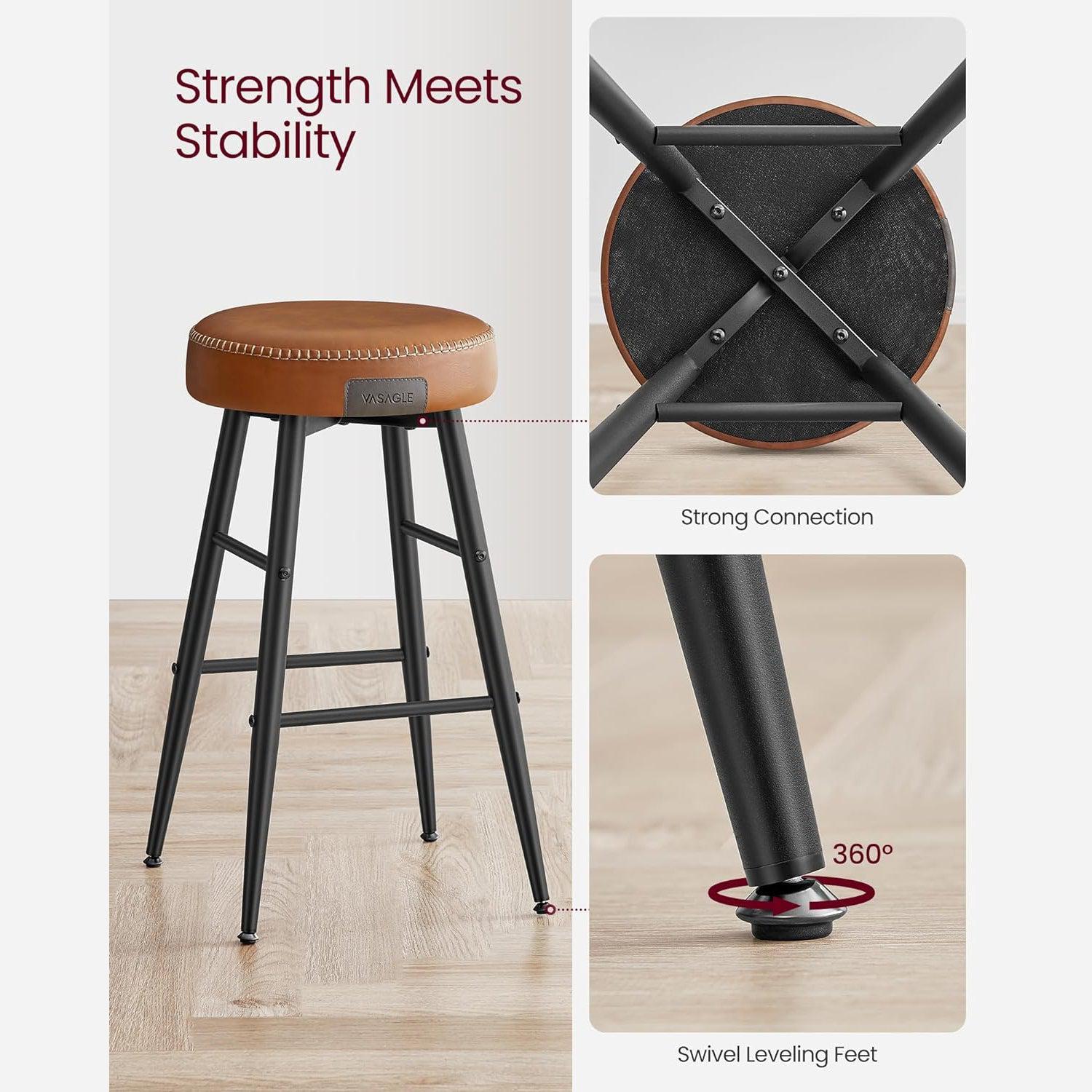 EKHO Set od 2 barske stolice, kuhinjske stolice, visine 63 cm, karamel smeđe | VASAGLE-vitahome.hr