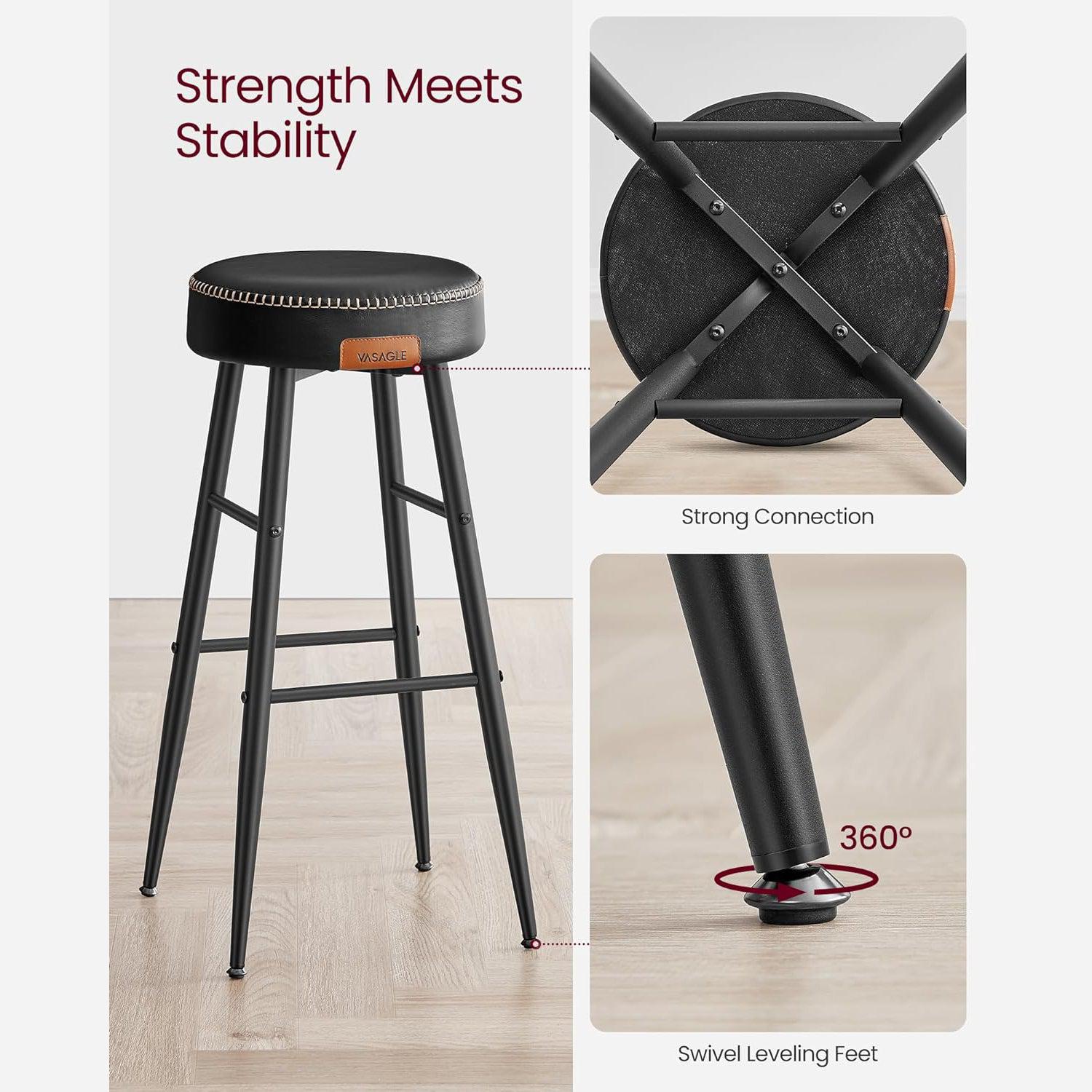 EKHO Set od 2 barske stolice, kuhinjske stolice visine 76,2 cm, crne | VASAGLE-vitahome.hr