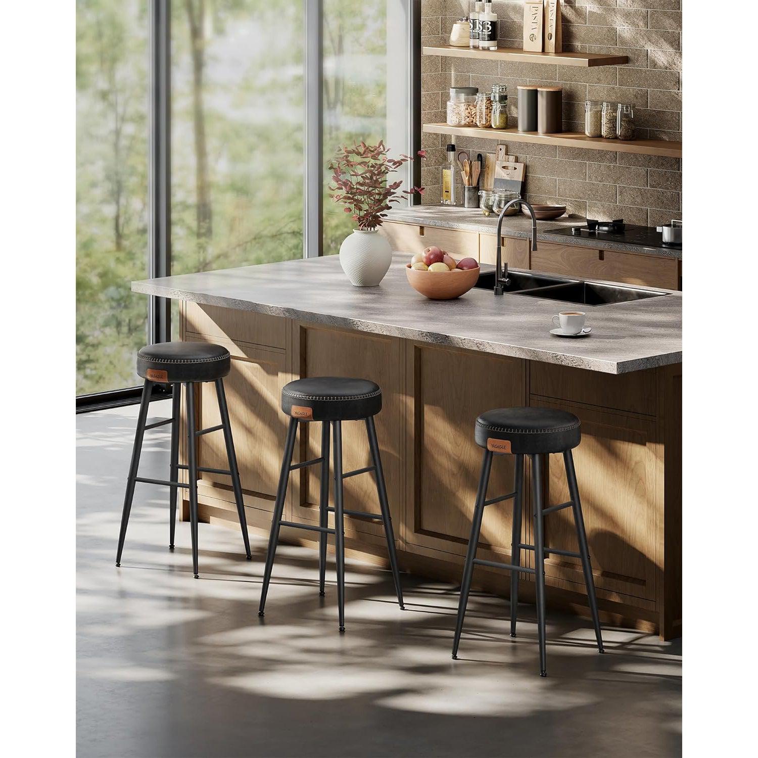 EKHO Set od 2 barske stolice, kuhinjske stolice visine 76,2 cm, crne | VASAGLE-vitahome.hr