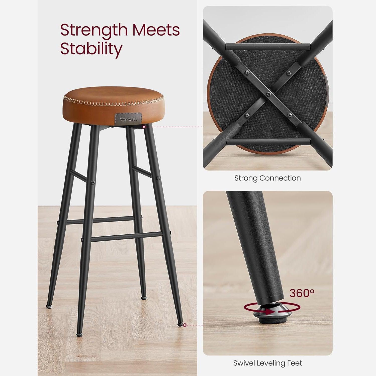 EKHO Set od 2 barske stolice, kuhinjske stolice visine 76,2 cm, karamel smeđeE | VASAGLE-vitahome.hr