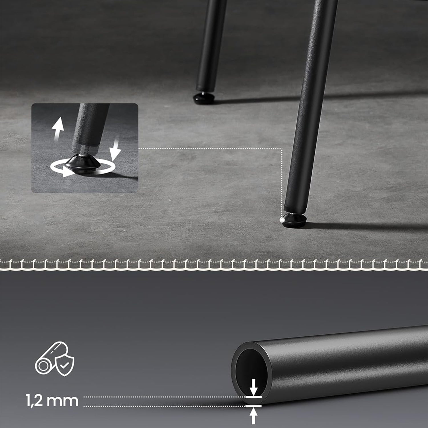 EKHO stolica s naslonom za ruke od umjetne kože i metalnim okvirom, crna | VASAGLE-VASAGLE-Vita Home