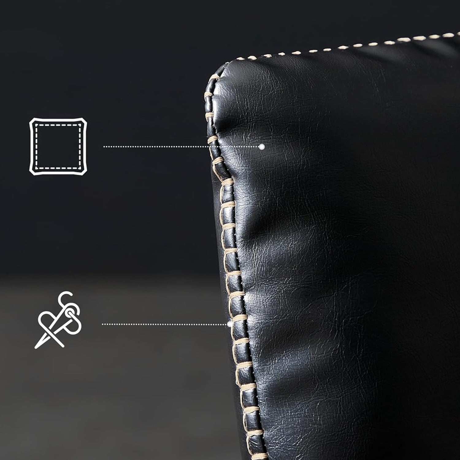 EKHO stolica s naslonom za ruke od umjetne kože i metalnim okvirom, crna | VASAGLE-VASAGLE-Vita Home