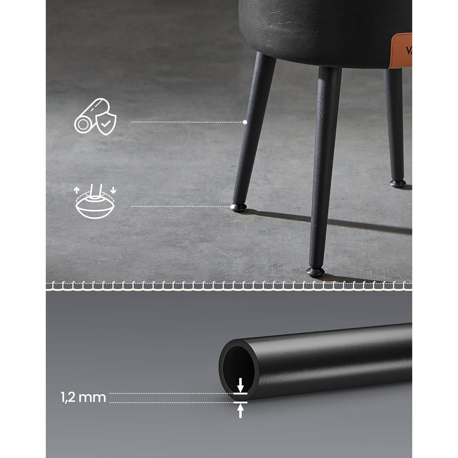 EKHO tabure s prostorom za odlaganje od umjetne kože, crne boje | VASAGLE-VASAGLE-Vita Home