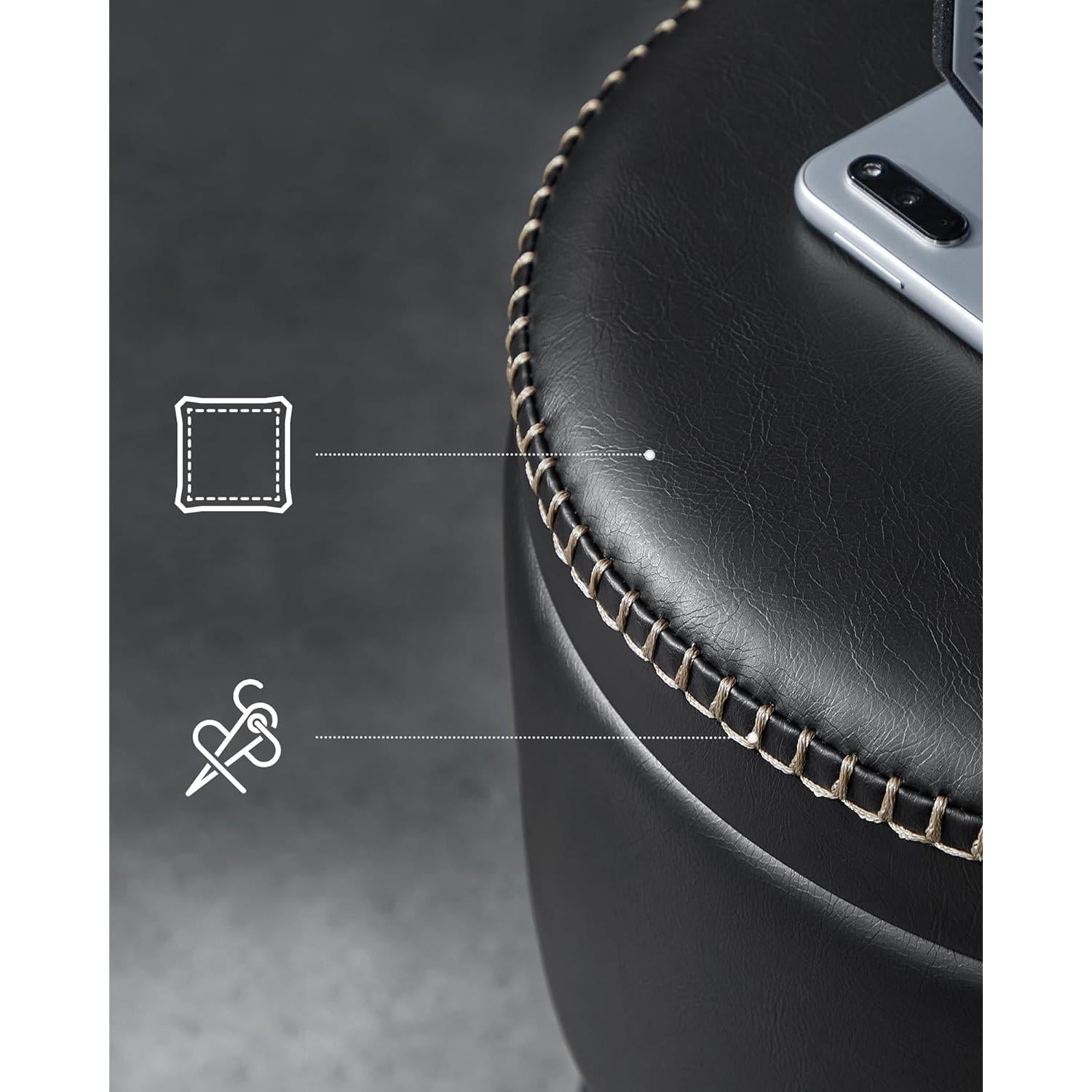 EKHO tabure s prostorom za odlaganje od umjetne kože, crne boje | VASAGLE-VASAGLE-Vita Home