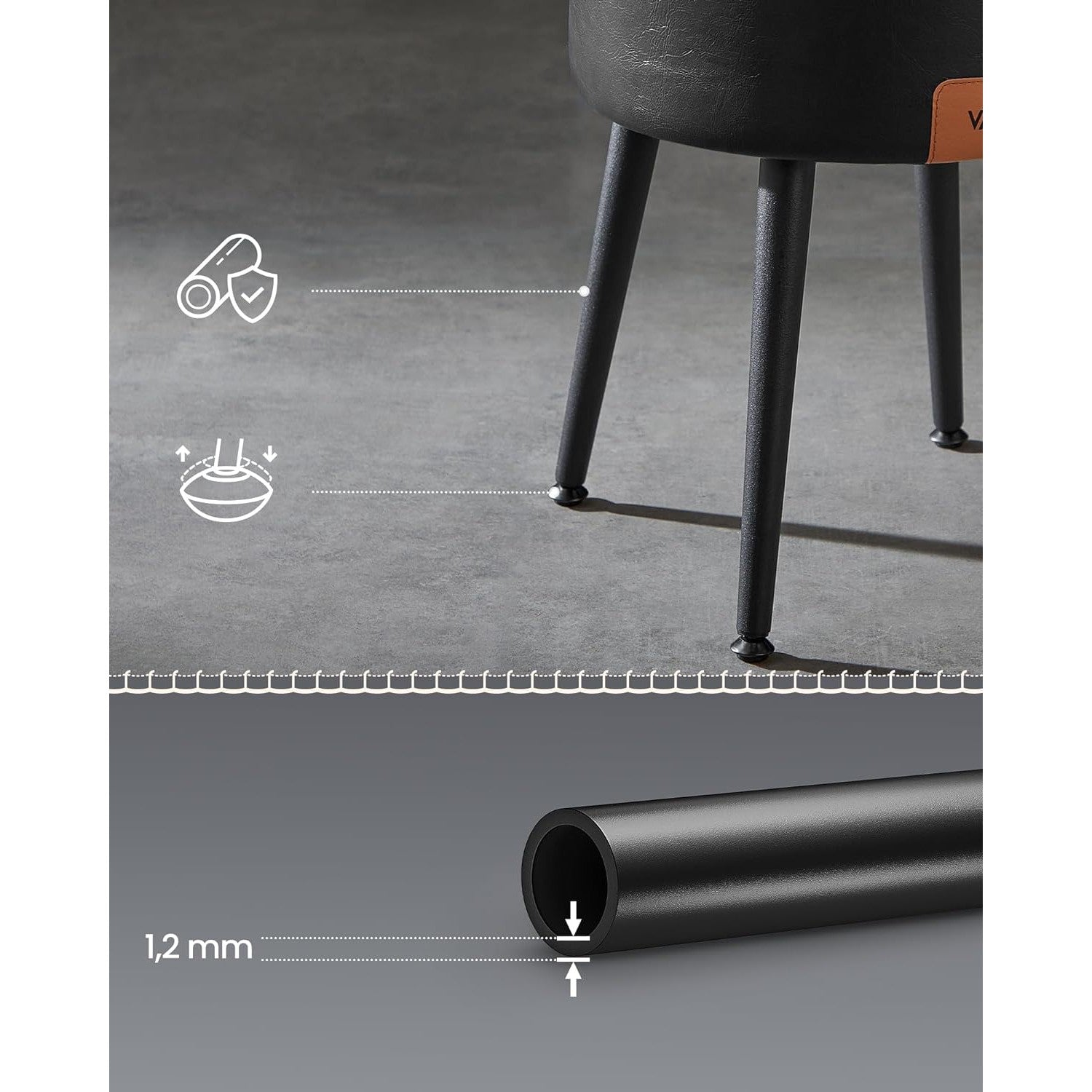 EKHO tabure s prostorom za odlaganje od umjetne kože, crne boje | VASAGLE-VASAGLE-Vita Home