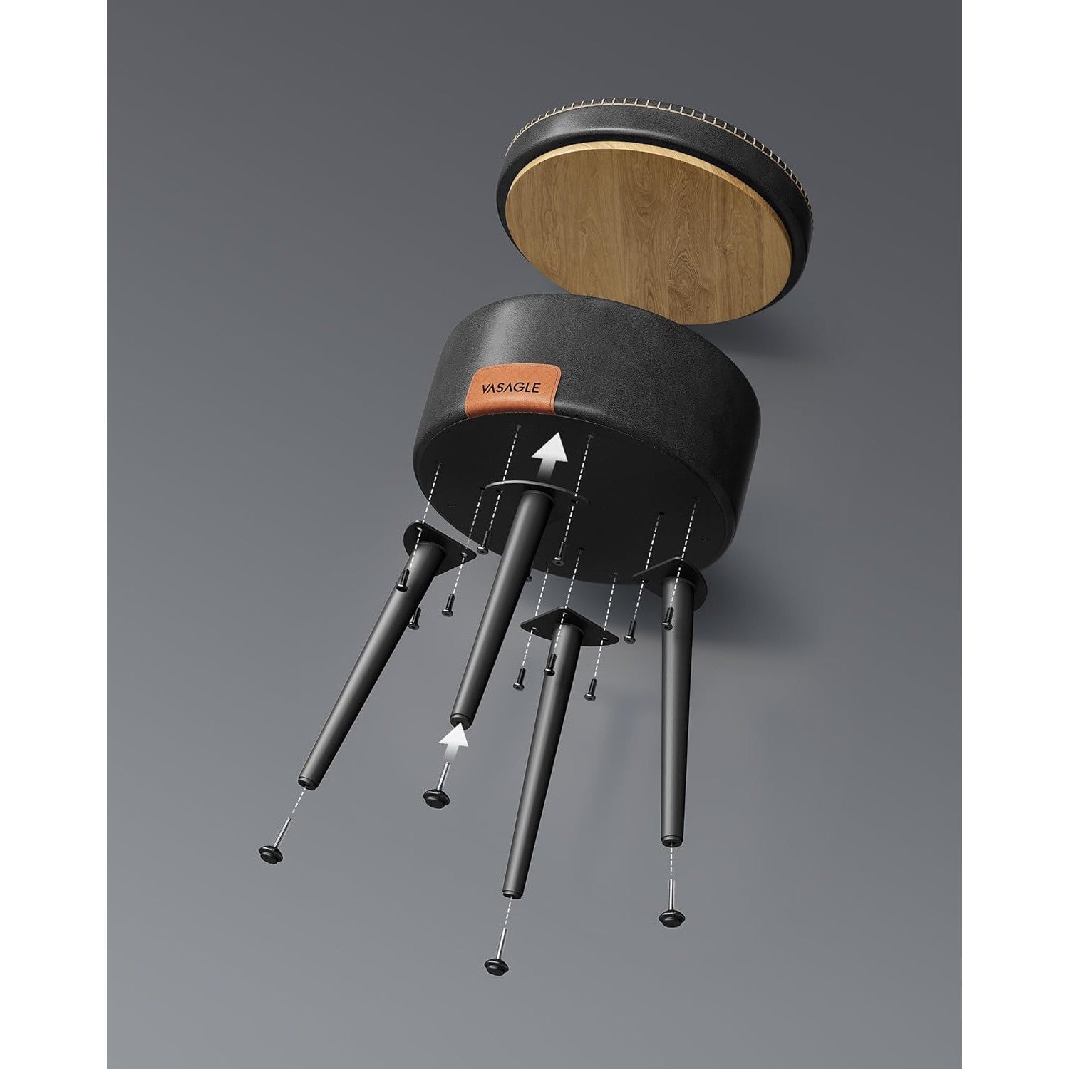 EKHO tabure s prostorom za odlaganje od umjetne kože, crne boje | VASAGLE-VASAGLE-Vita Home