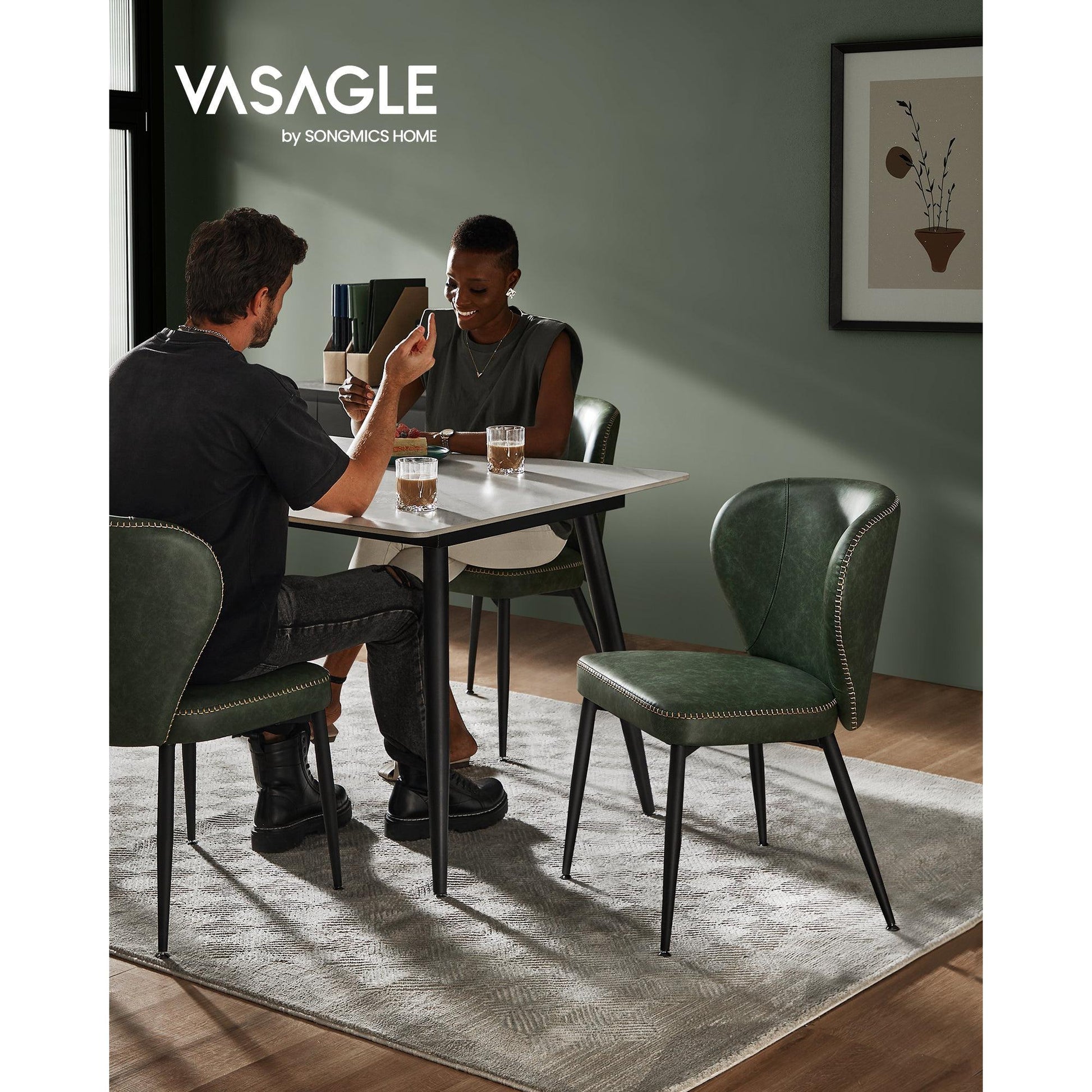 EKHO tapecirana blagovaonska stolica, 55 x 52 x 80,7 cm, zelene boje | VASAGLE-vitahome.hr