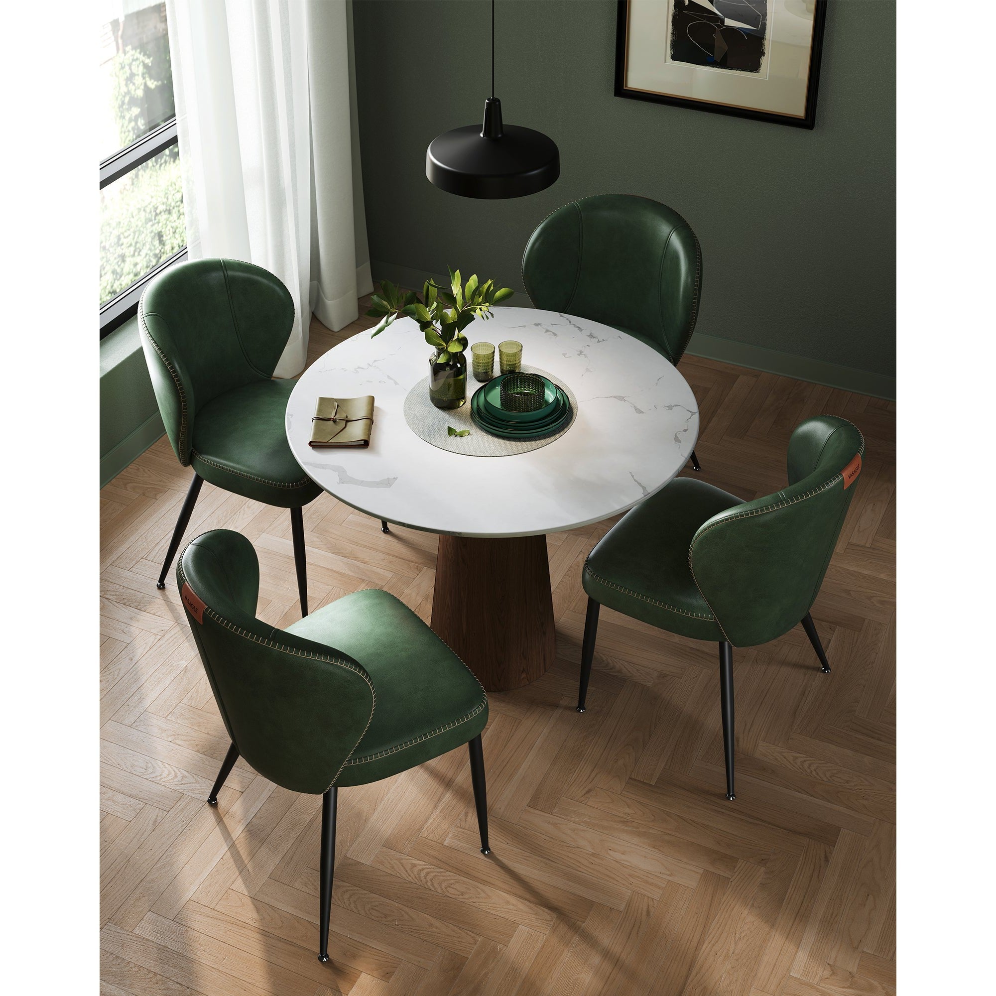 EKHO tapecirana blagovaonska stolica, 55 x 52 x 80,7 cm, zelene boje | VASAGLE-vitahome.hr