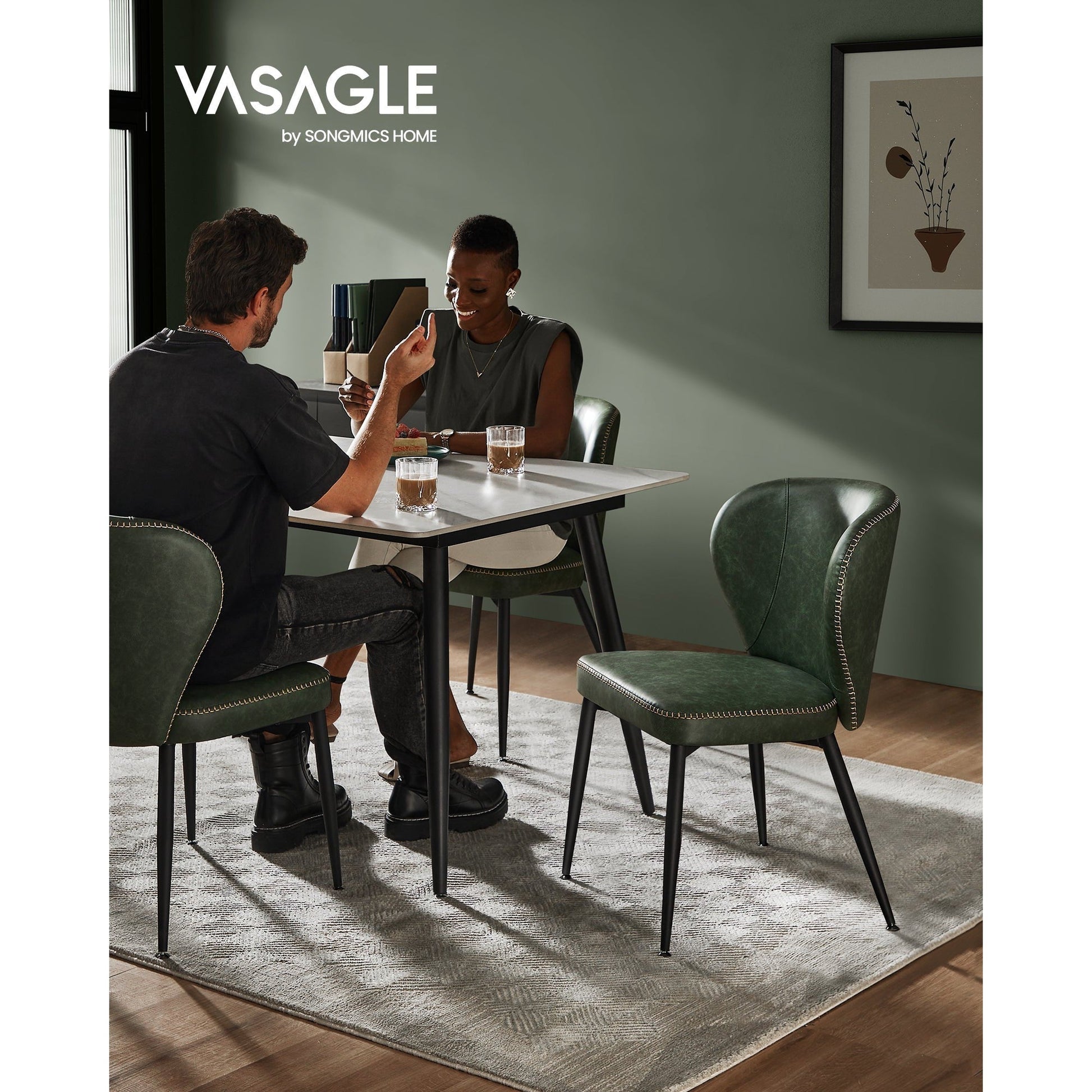 EKHO tapecirana blagovaonska stolica, 55 x 52 x 80,7 cm, zelene boje | VASAGLE-vitahome.hr