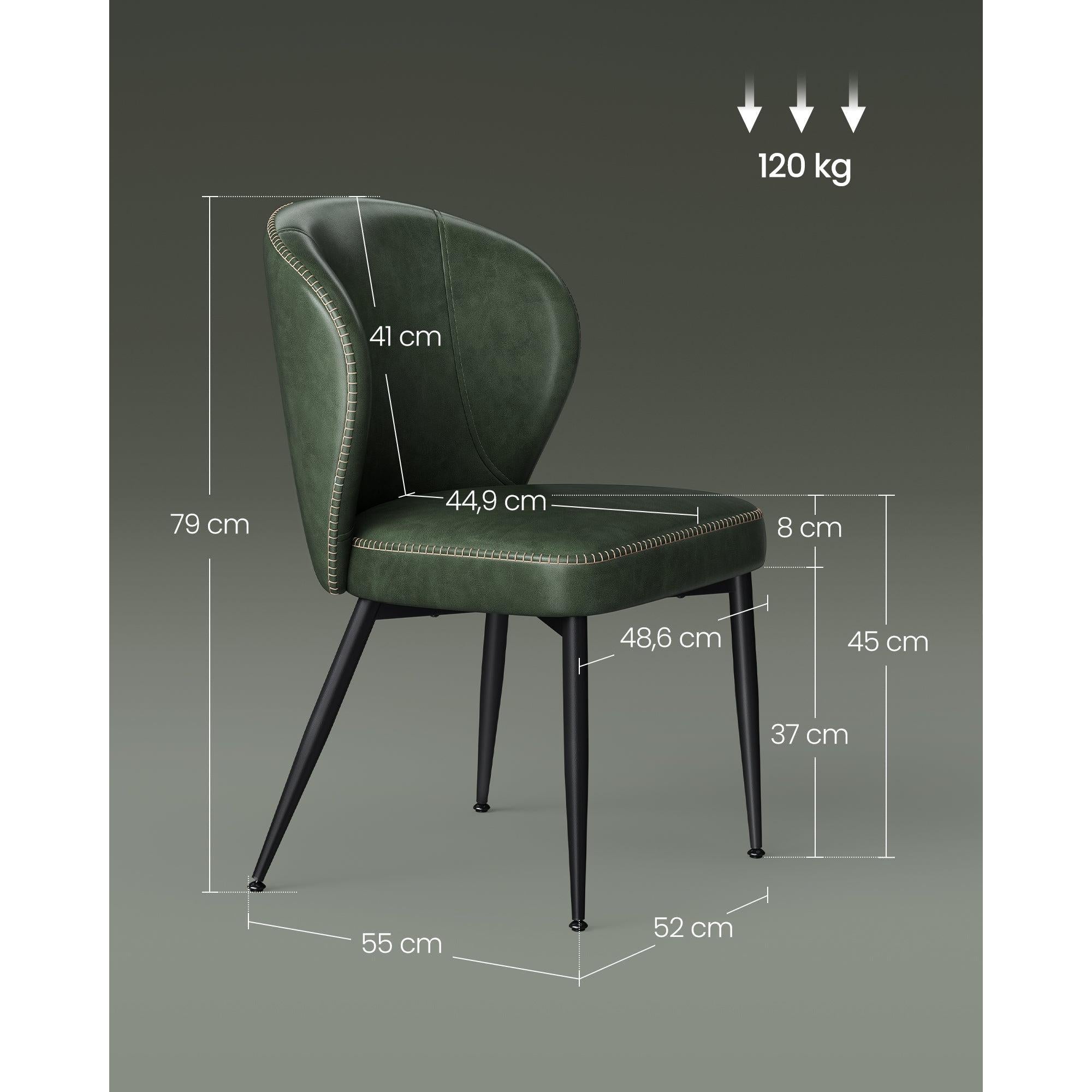 EKHO tapecirana blagovaonska stolica, 55 x 52 x 80,7 cm, zelene boje | VASAGLE-vitahome.hr
