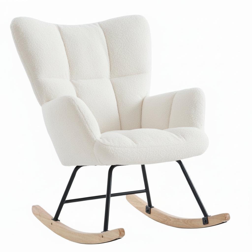 Elegantna ljuljačka fotelja za opuštanje s mekanom plišanom presvlakom u bijeloj boji