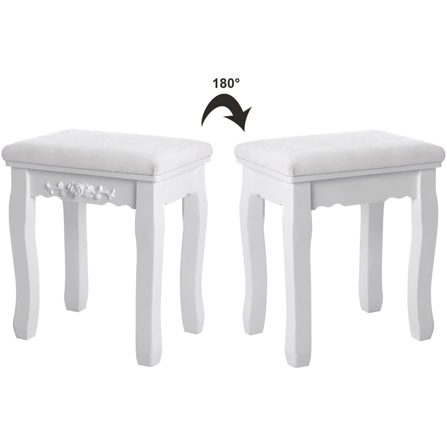 Elegantni toaletni stol sa stolicom, ogledalom i 5 ladica, bijele boje | SONGMICS-vitahome.hr