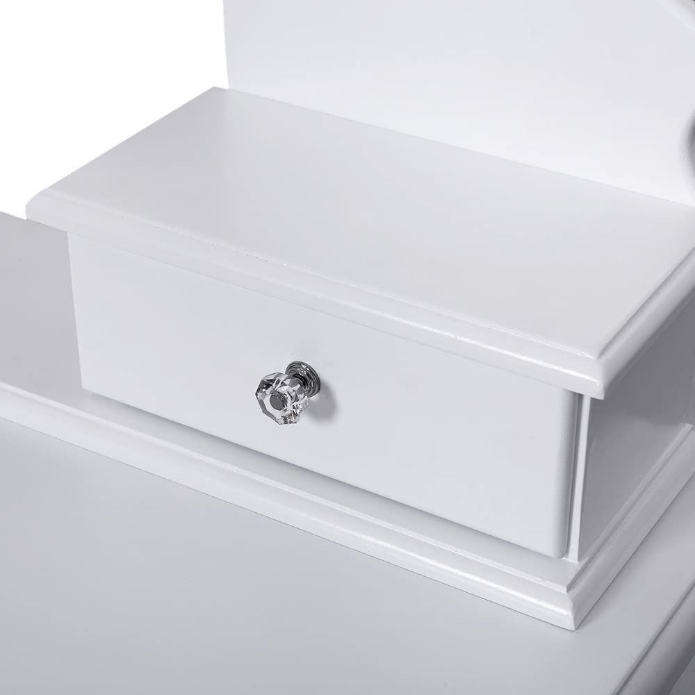 Elegantni toaletni stol sa stolicom, ogledalom i 5 ladica, bijele boje | SONGMICS-vitahome.hr