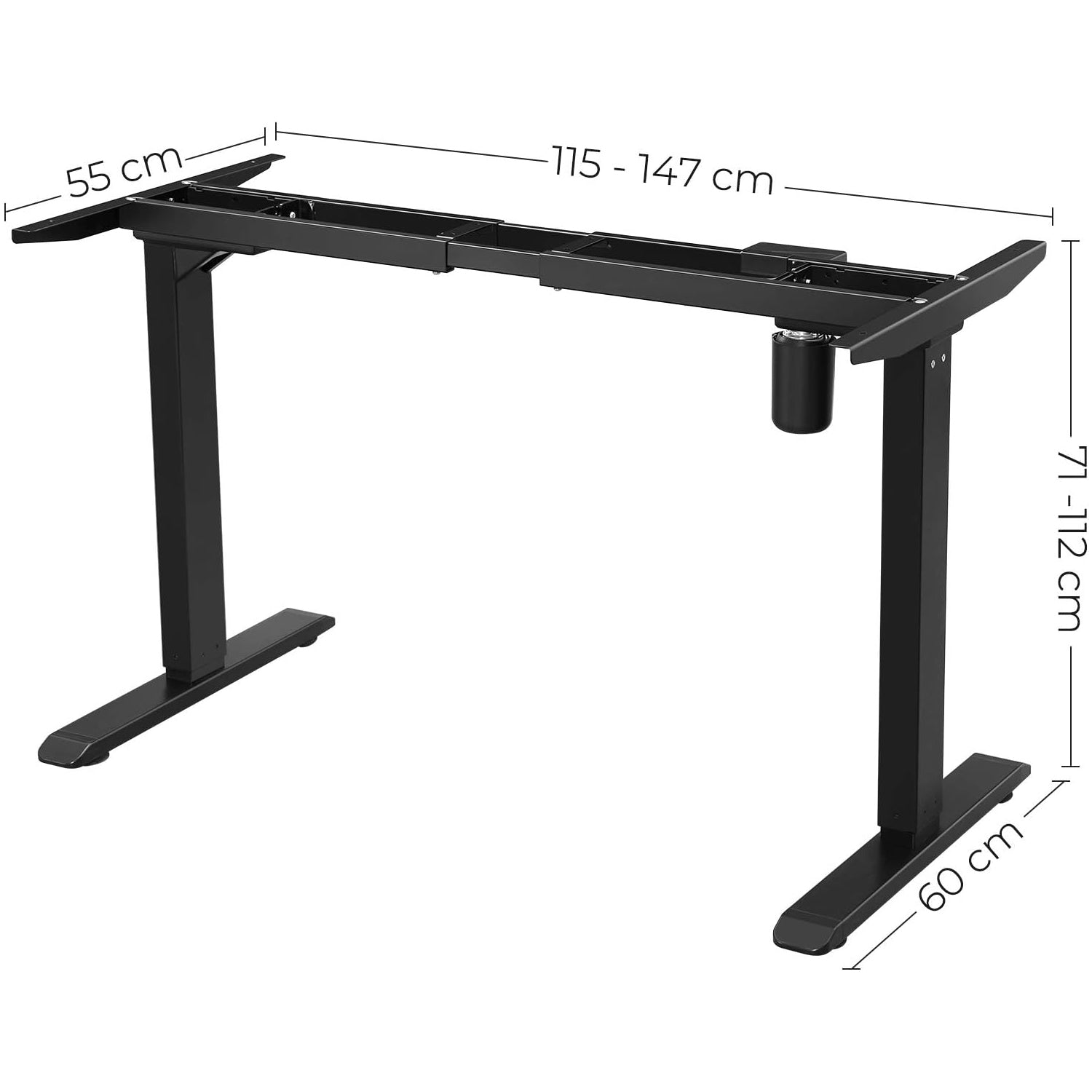 Električni okvir stola podesiv po visini, (115-147) x (71-112) x 60 cm, crni | SONGMICS-vitahome.hr
