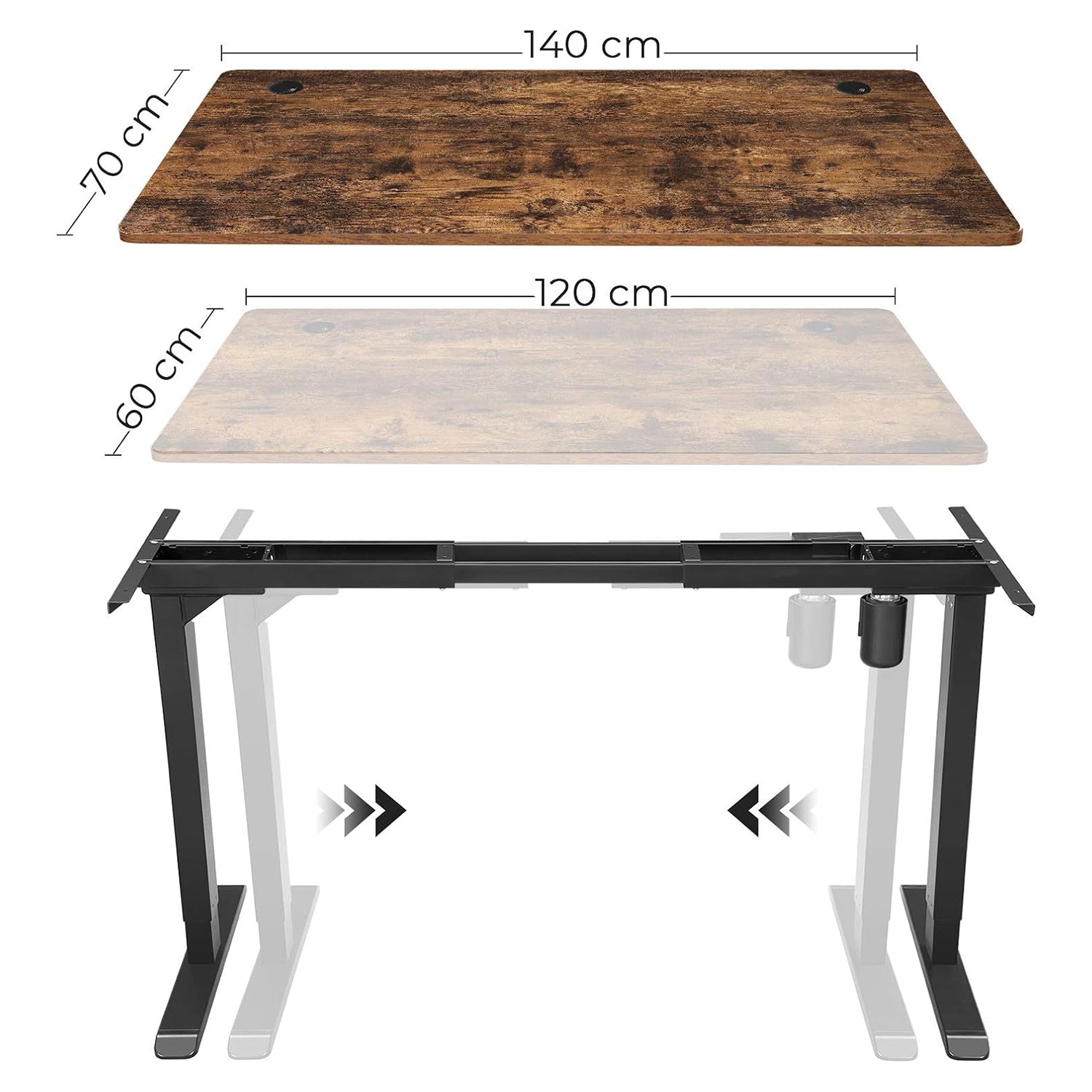 Električni okvir stola podesiv po visini, (115-147) x (71-112) x 60 cm, crni | SONGMICS-vitahome.hr