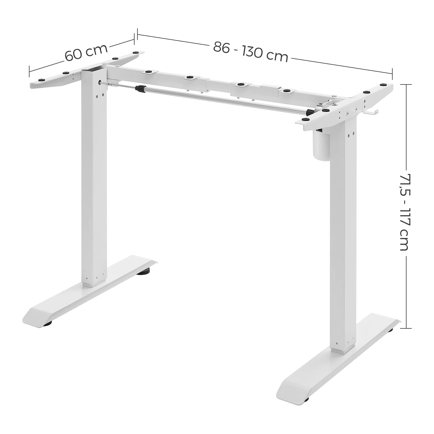 Električni okvir stola podesive visine 73-118 cm, čelični okvir, bijeli | SONGMICS-vitahome.hr