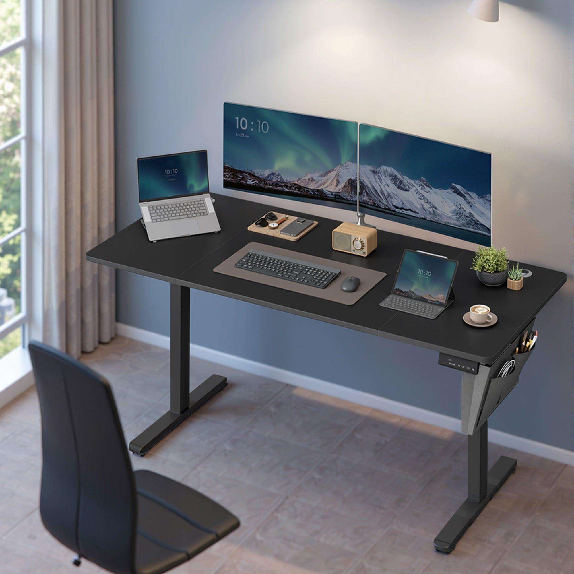 Električni pisaći stol s podesivom visinom, 160×70 cm, 4 memorijske pozicije, crni