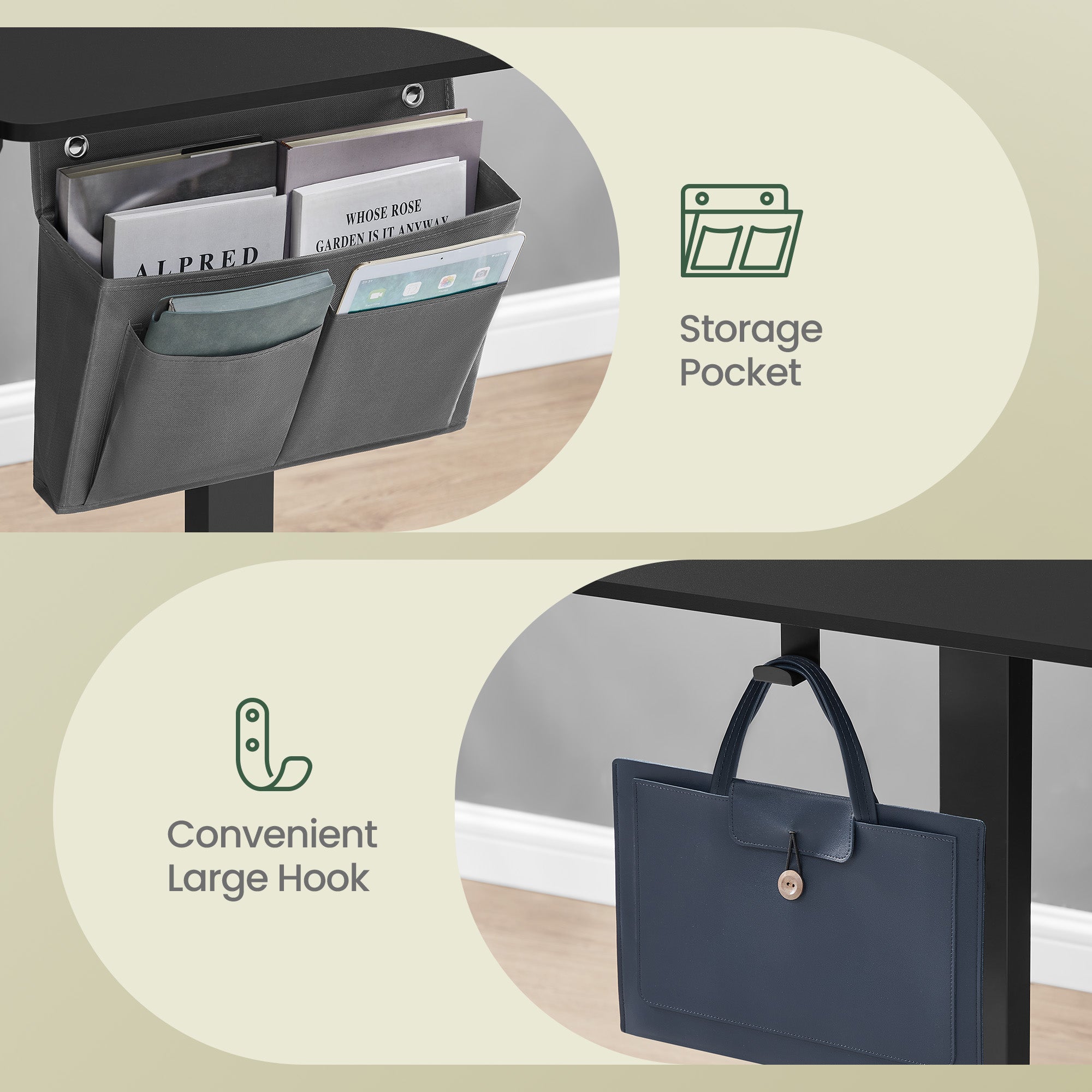 Električni pisaći stol s podesivom visinom, 160×70 cm, 4 memorijske pozicije, crni