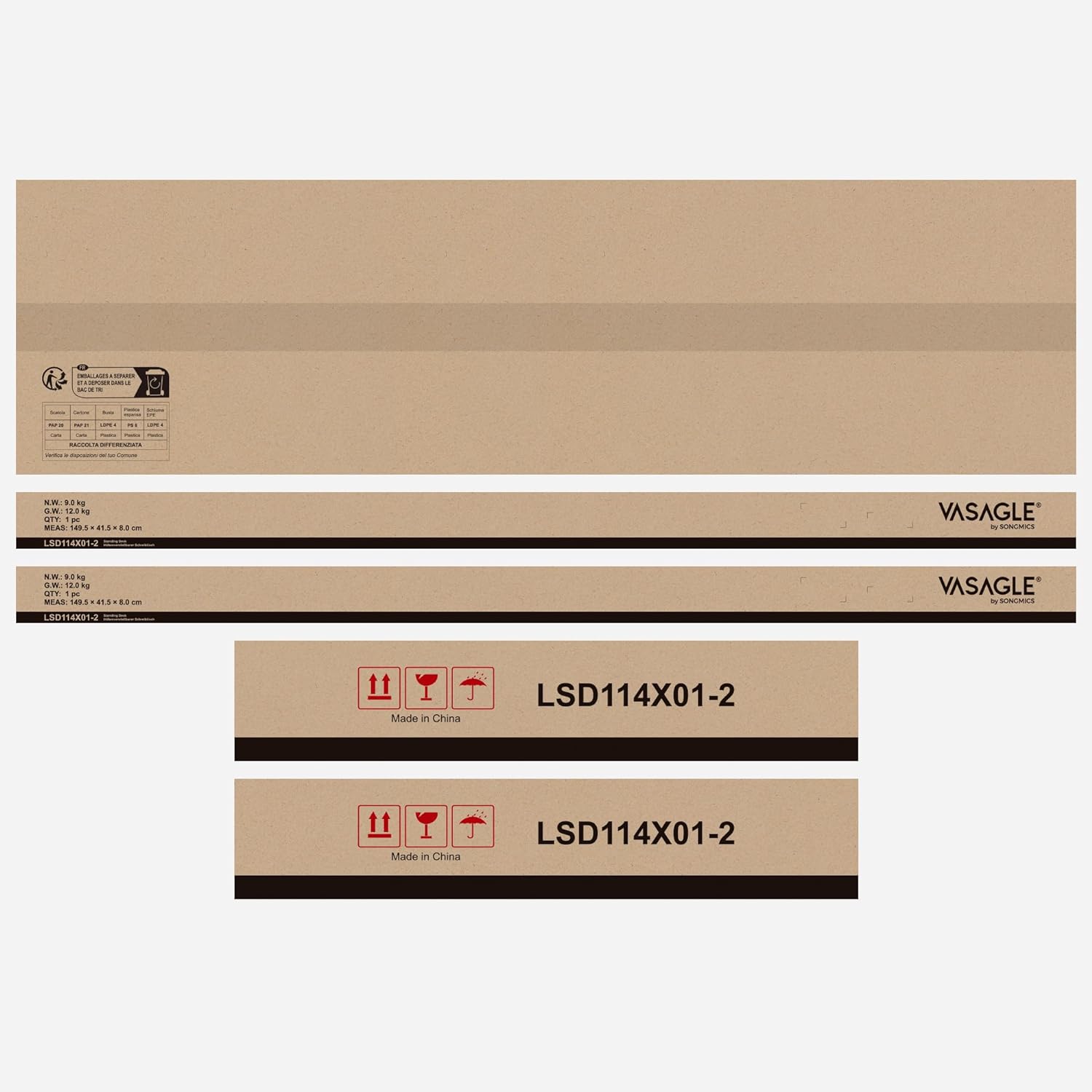 Električni radni stol podesiv po visini s utičnicom i ladicom, smeđe i crne boje | VASAGLE-SONGMICS-Vita Home