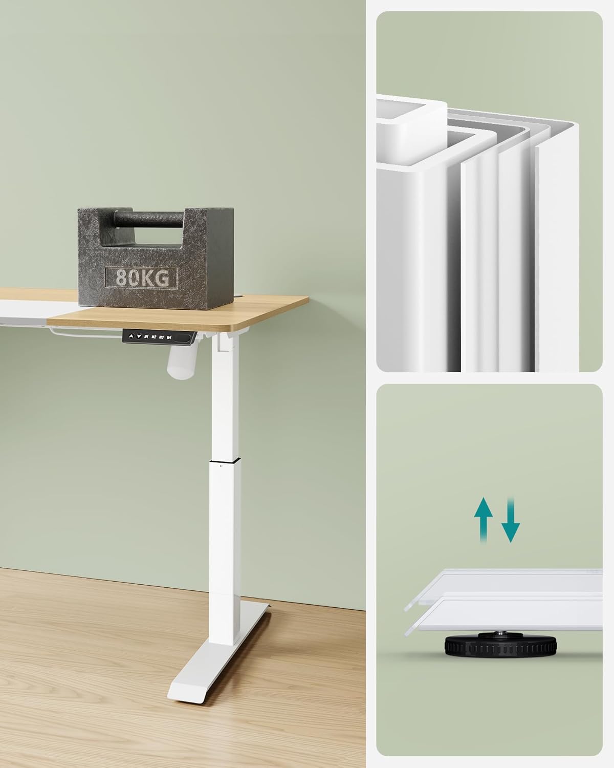 Električni radni stol podesive visine, 120 x 60 x (72–120) cm, boje hrasta i bijeli
