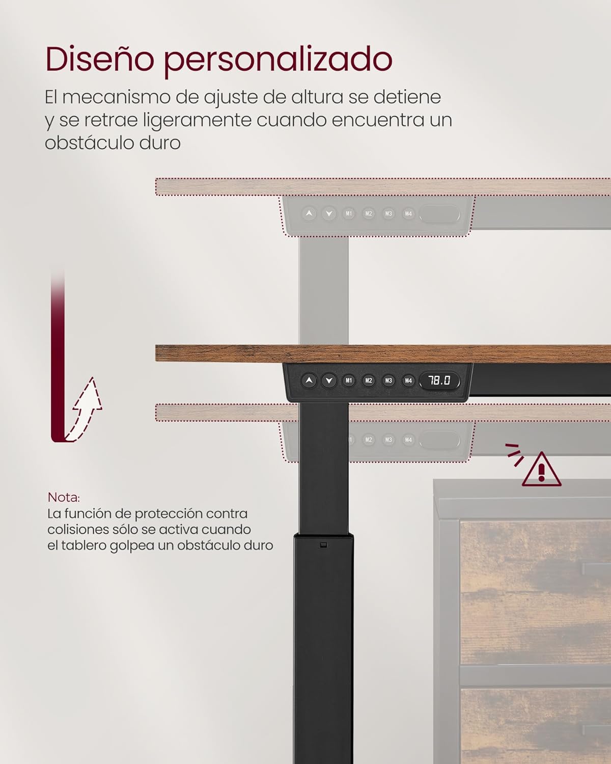 Električni radni stol podesive visine, 60 x 140 x (72–120) cm, vintage smeđi