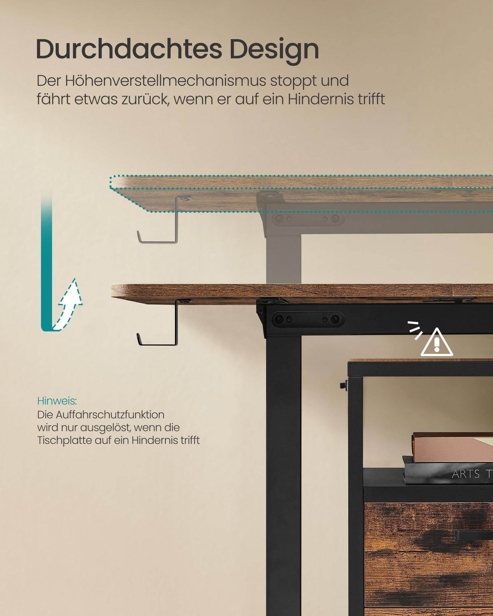 Električni radni stol podesive visine, 70 x 160 x 72–120 cm, smeđe-crni | SONGMICS