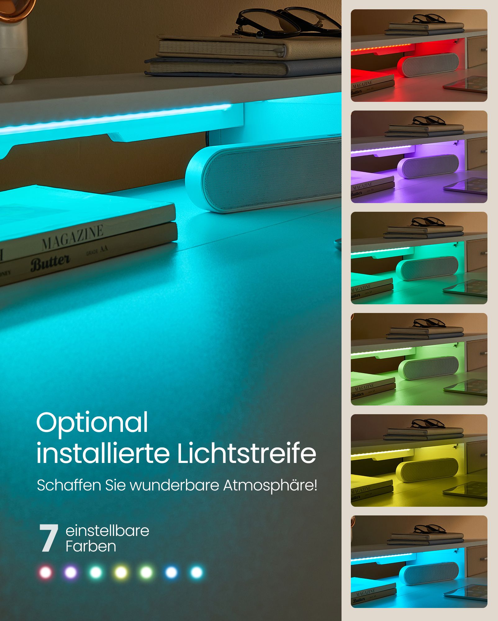 Električni radni stol podesive visine s LED osvjetljenjem, 60 x 120 x (72-120) cm, bijeli