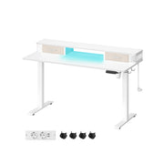Električni radni stol podesive visine s LED osvjetljenjem, 60 x 120 x (72-120) cm, bijeli