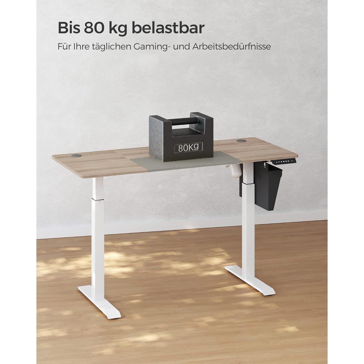 Električni stol podesiv po visini, 60 x 140 x (72-120) cm, bijelo sivi | SONGMICS-vitahome.hr