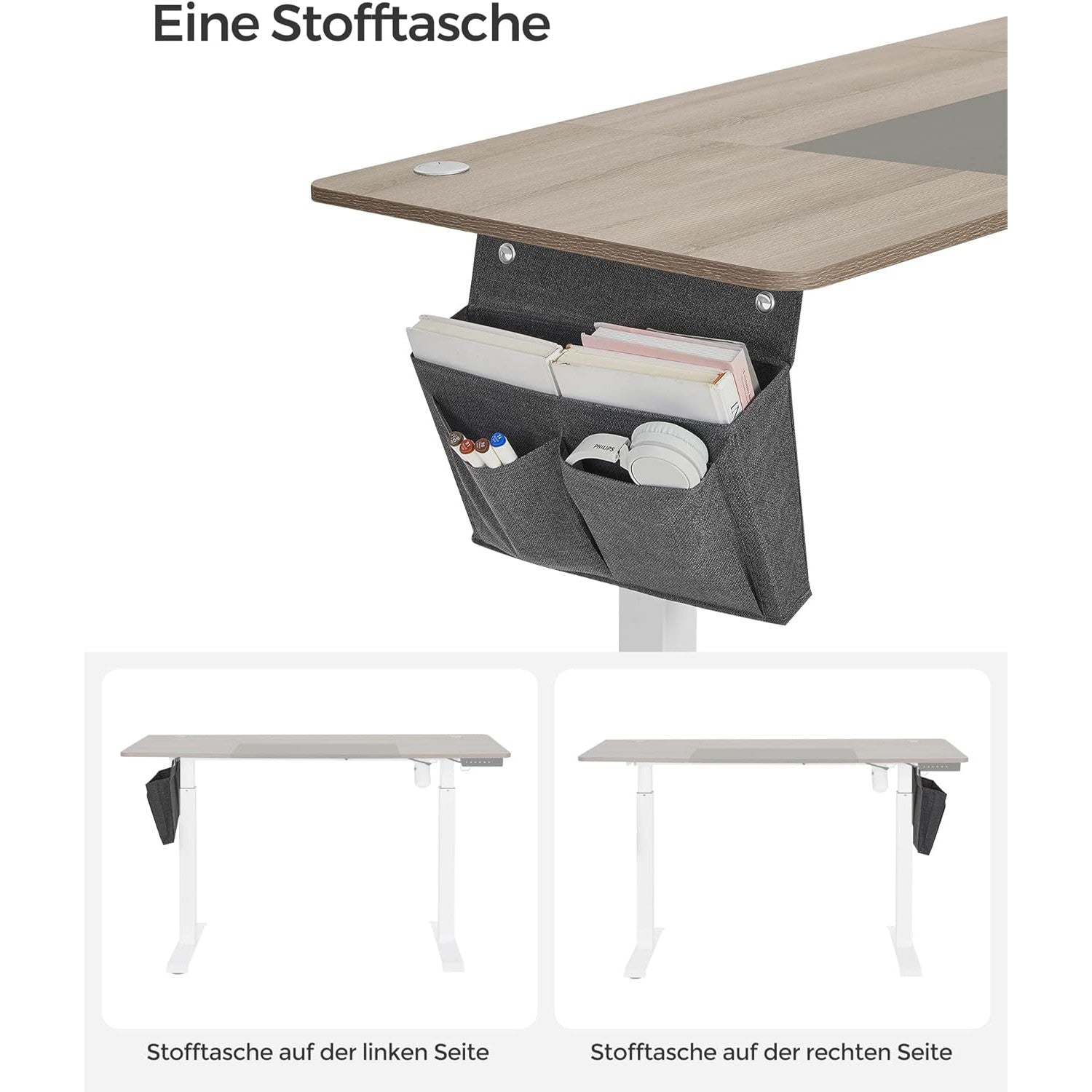 Električni stol podesiv po visini, 60 x 140 x (72-120) cm, bijelo sivi | SONGMICS-vitahome.hr