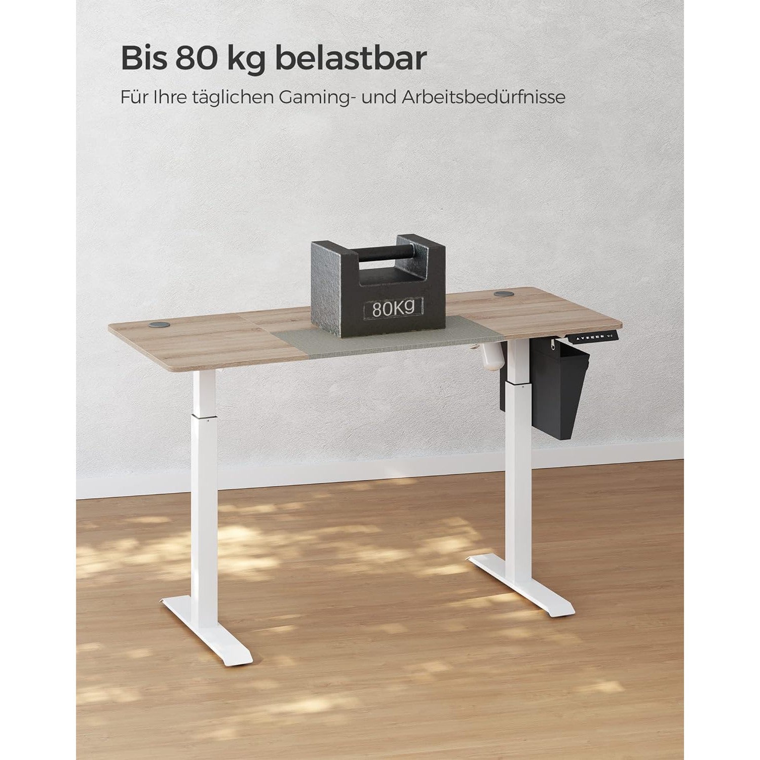 Električni stol podesiv po visini, 60 x 140 x (72-120) cm, bijelo sivi | SONGMICS-vitahome.hr