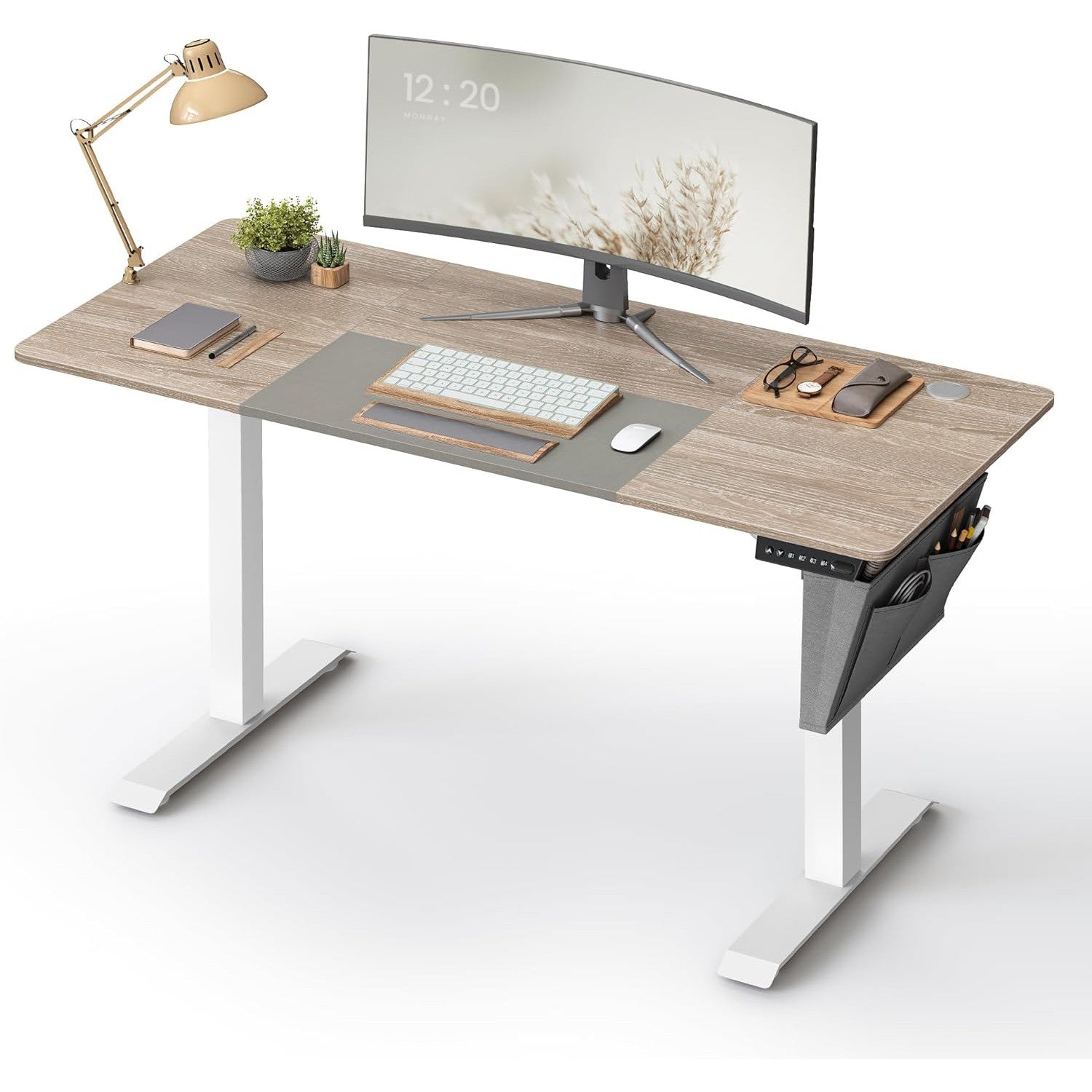 Električni stol podesiv po visini, 60 x 140 x (72-120) cm, bijelo sivi | SONGMICS-vitahome.hr