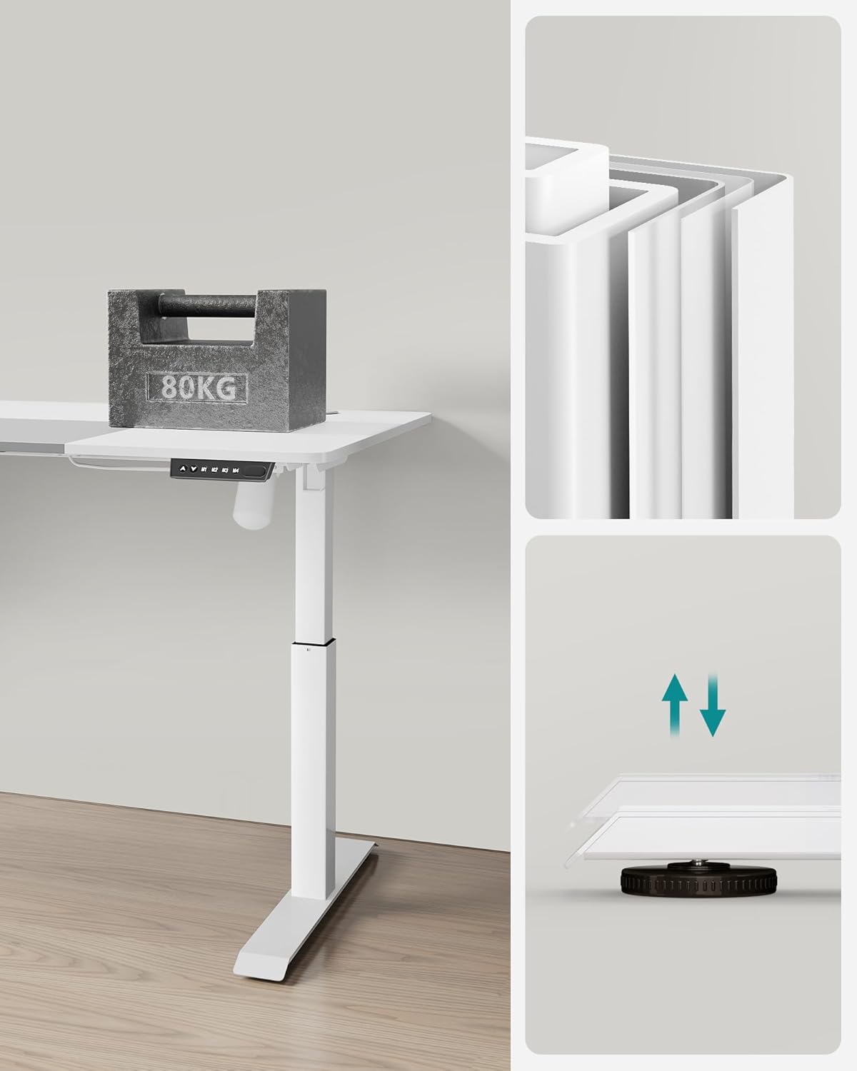 Električni stol podesive visine, 60 x 140 x (72-120), bijele i sive boje | SONGMICS-vitahome.hr