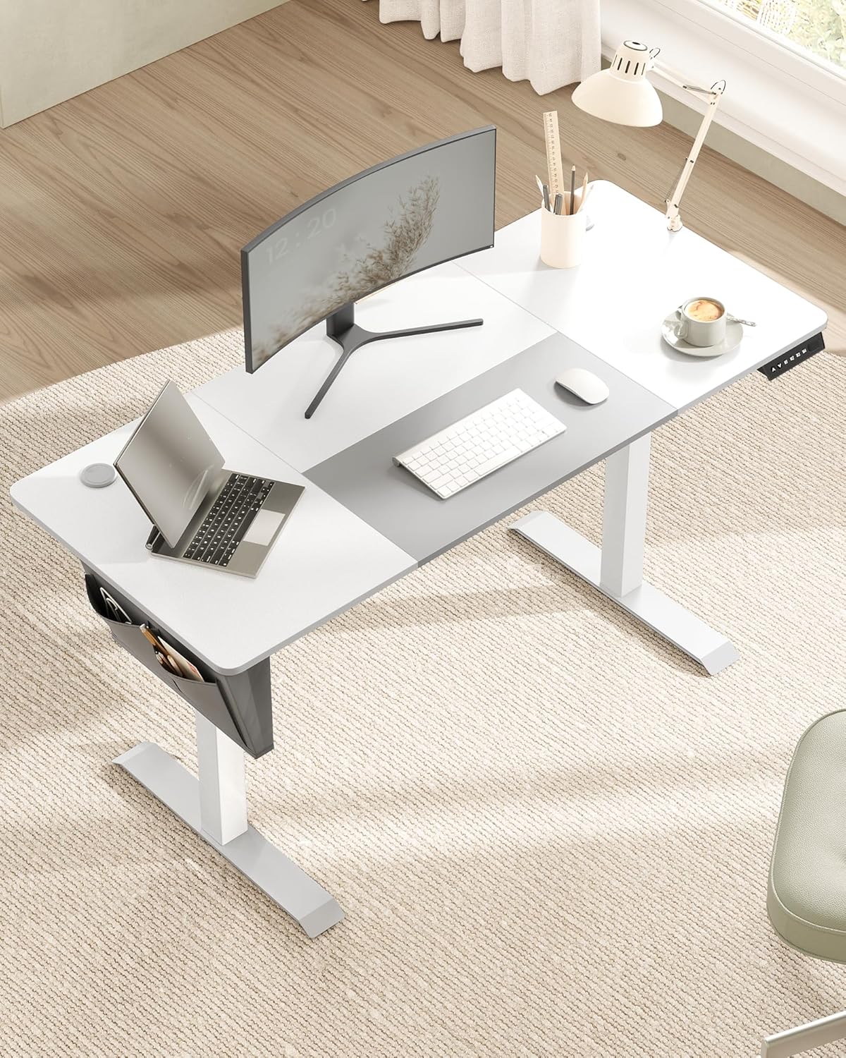 Električni stol podesive visine, 60 x 140 x (72-120), bijele i sive boje | SONGMICS-vitahome.hr