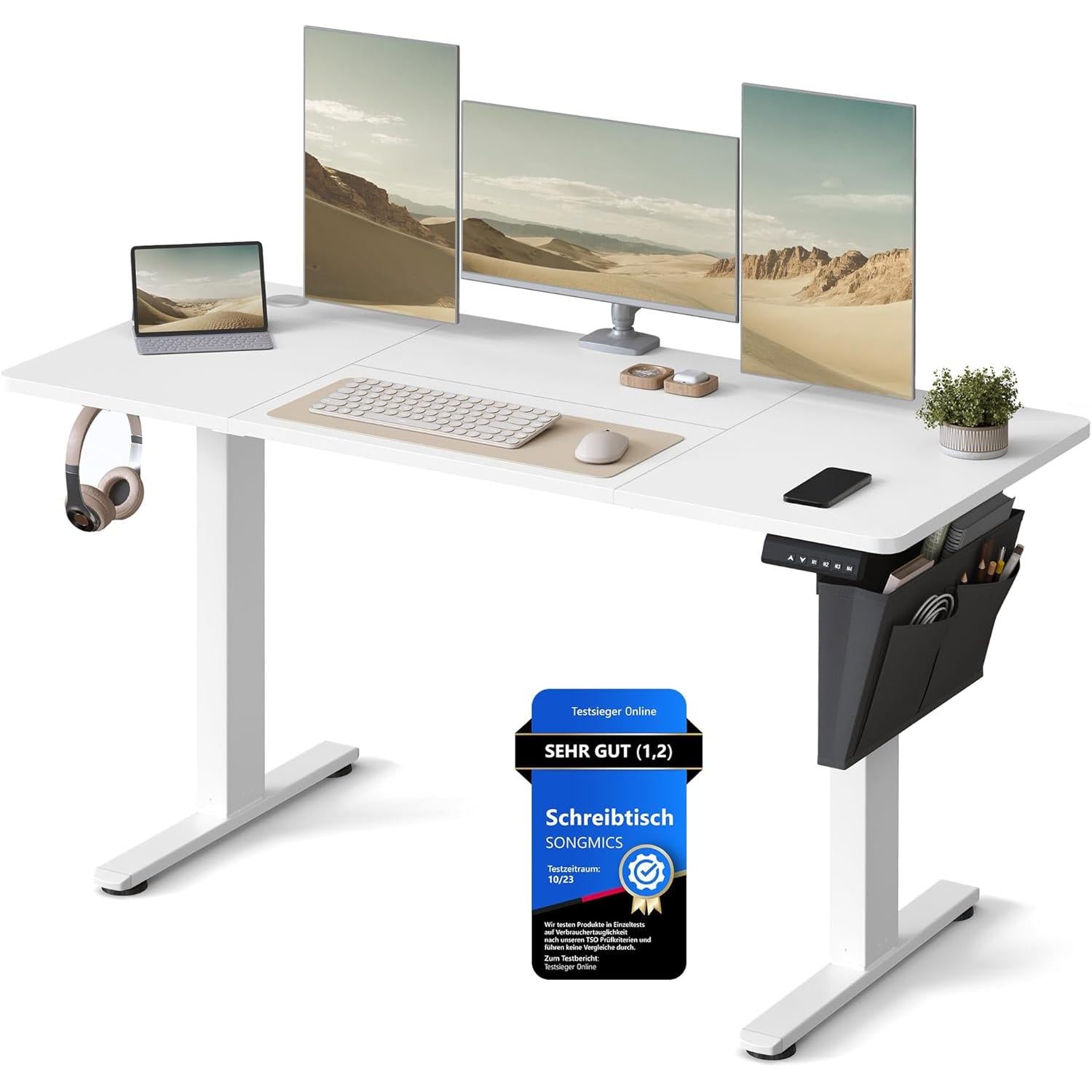 Električni stol podesive visine, 60 x 140 x 72–120 cm, bijeli | SONGMICS-SONGMICS-Vita Home