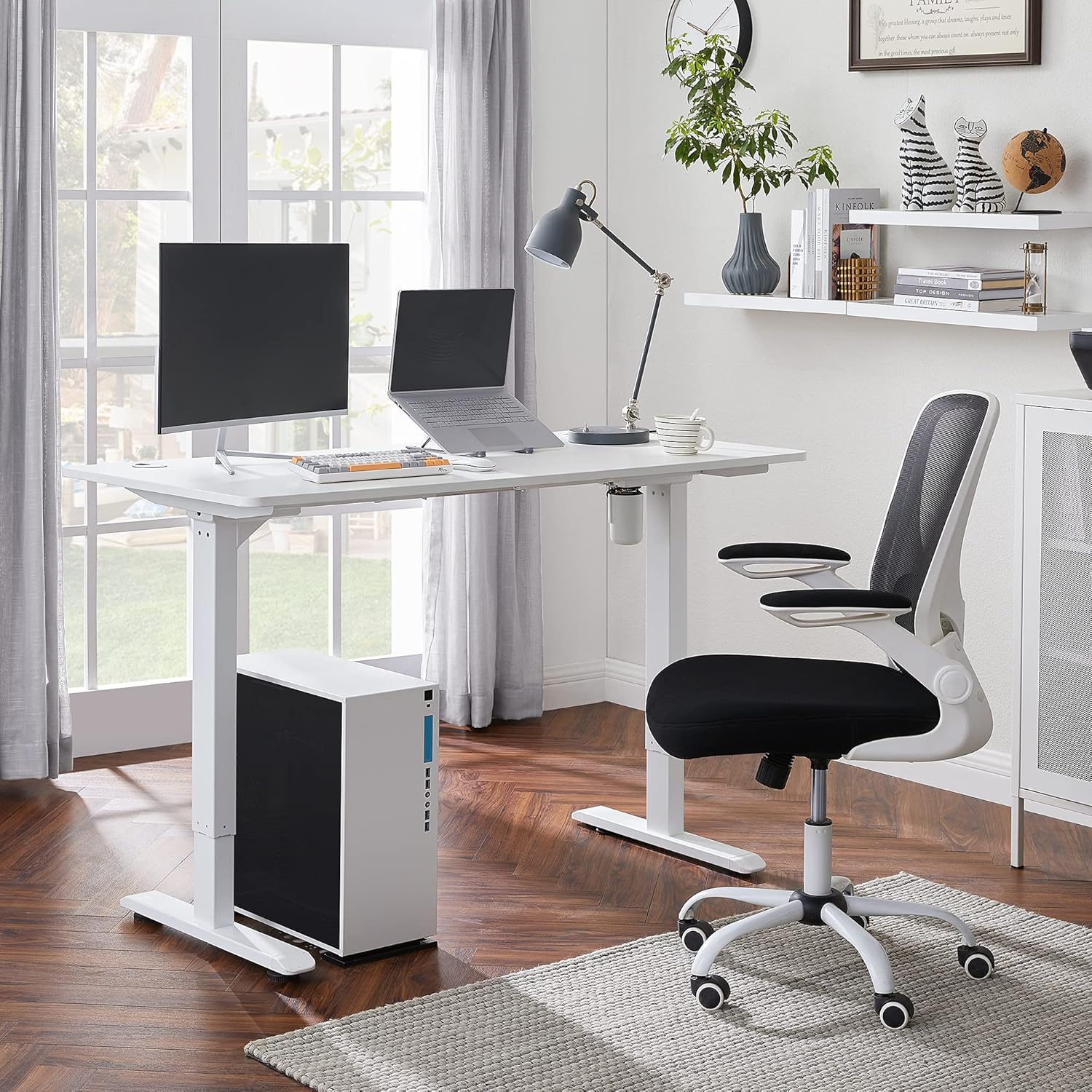 Električni stol podesive visine, 70 x 140 x (73-114) cm, bijele boje-SONGMICS-Vita Home