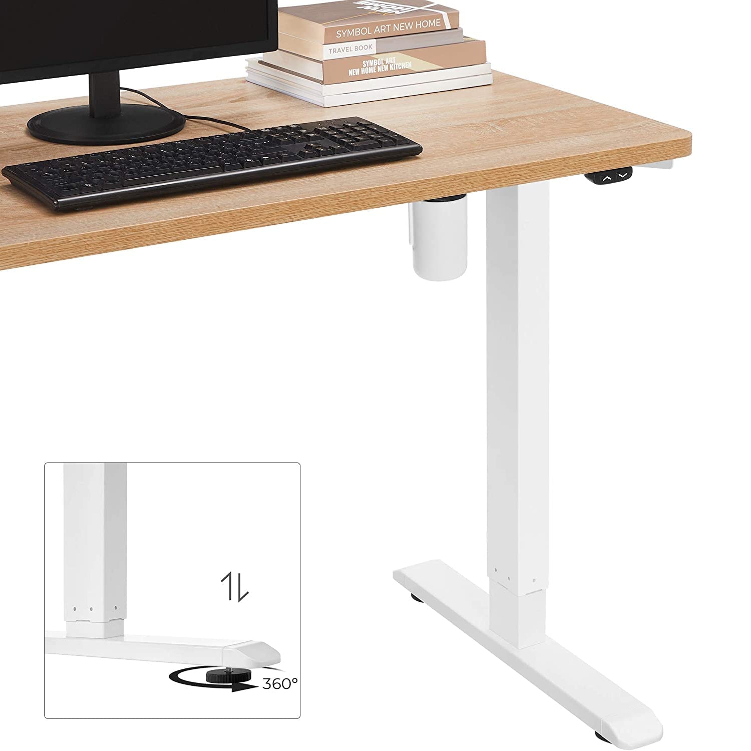 Elektromos állítható magasságú asztalkeret, fehér-SONGMICS-Vita Home