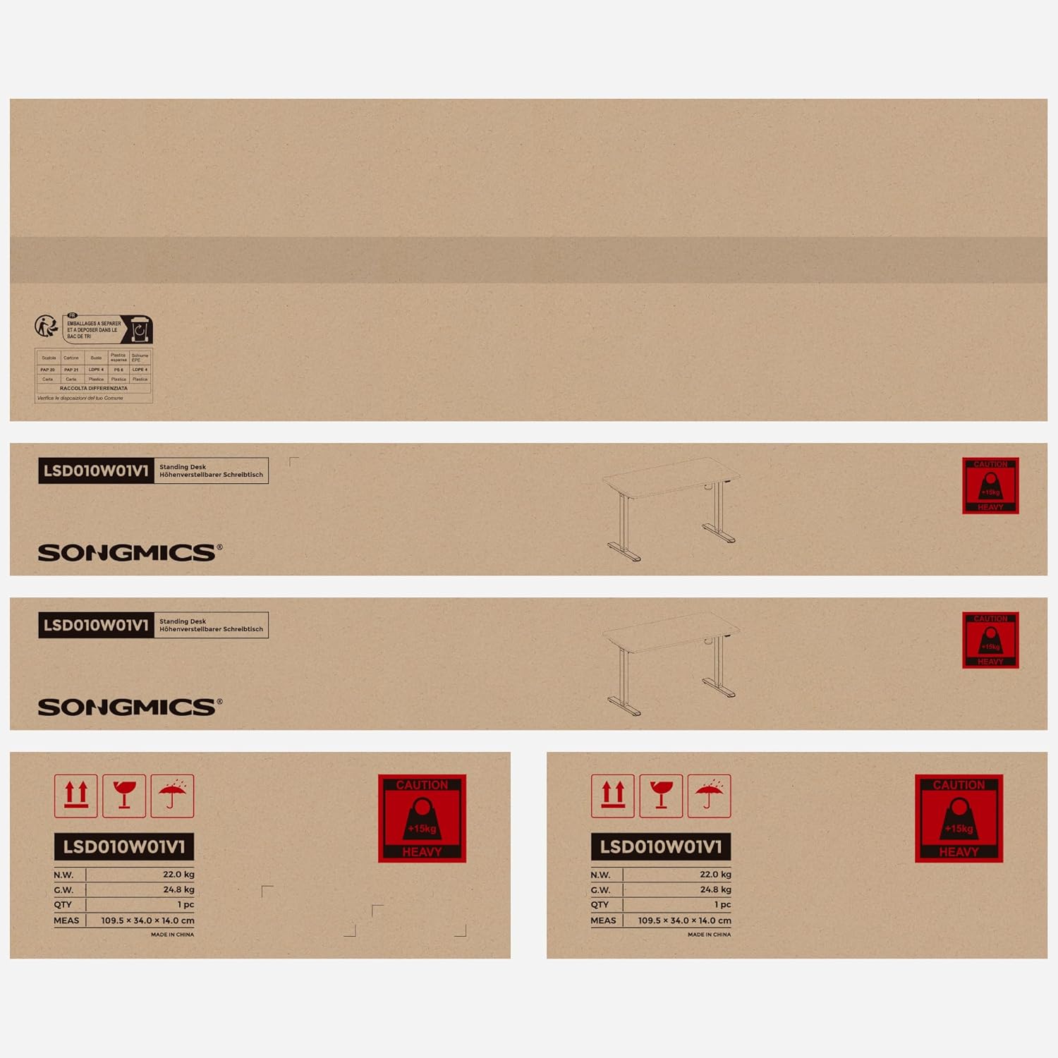 elektromos íróasztal, állítható magasságú, 120 x 60 cm, fehér-SONGMICS-Vita Home