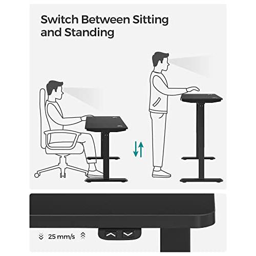 Elektromos íróasztal, magasságállítható, asztali állvány, motoros asztalváz, 120 x 60 x (73-114) cm, acél, fekete-SONGMICS-Vita Home