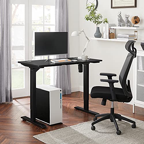 Elektromos íróasztal, magasságállítható, asztali állvány, motoros asztalváz, 120 x 60 x (73-114) cm, acél, fekete-SONGMICS-Vita Home