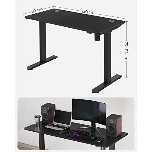 Elektromos íróasztal, magasságállítható, asztali állvány, motoros asztalváz, 120 x 60 x (73-114) cm, acél, fekete-SONGMICS-Vita Home