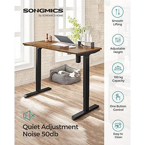 Elektromos íróasztal, magasságállítható, asztali állvány, motoros asztalváz, 120 x 60 x (73-114) cm, acél, vintage barna/fekete-SONGMICS-Vita Home