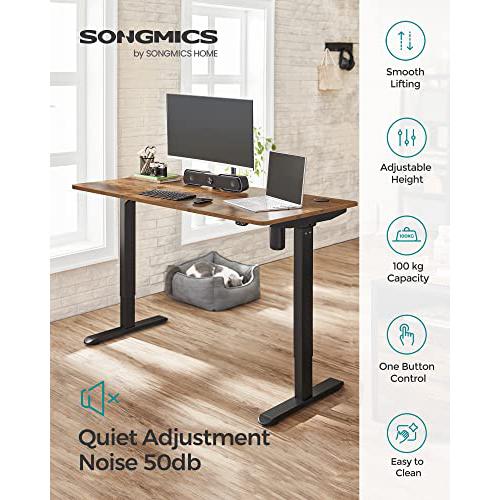 Elektromosan Állítható Magasságú Íróasztal, 70 x 140 x (70-118) cm, Vintage Barna-Fekete-SONGMICS-Vita Home