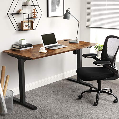 Elektromosan Állítható Magasságú Íróasztal, 70 x 140 x (70-118) cm, Vintage Barna-Fekete-SONGMICS-Vita Home