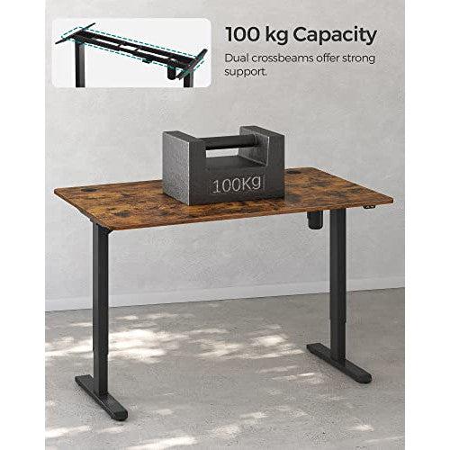 Elektromosan Állítható Magasságú Íróasztal, 70 x 140 x (70-118) cm, Vintage Barna-Fekete-SONGMICS-Vita Home