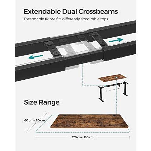 Elektromosan Állítható Magasságú Íróasztal, 70 x 140 x (70-118) cm, Vintage Barna-Fekete-SONGMICS-Vita Home