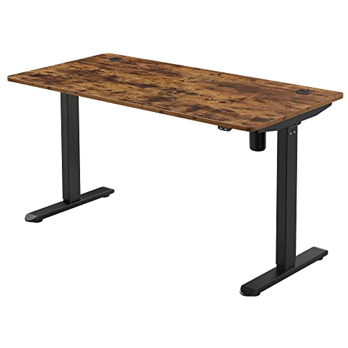 Elektromosan Állítható Magasságú Íróasztal, 70 x 140 x (70-118) cm, Vintage Barna-Fekete-SONGMICS-Vita Home