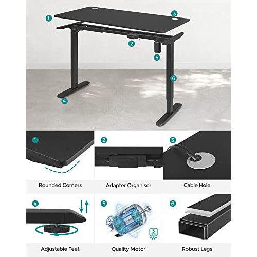 elektromosan állítható magasságú íróasztal, 70 x 140 x (73-114) cm, fekete-SONGMICS-Vita Home