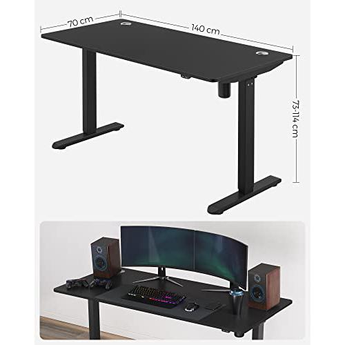 elektromosan állítható magasságú íróasztal, 70 x 140 x (73-114) cm, fekete-SONGMICS-Vita Home