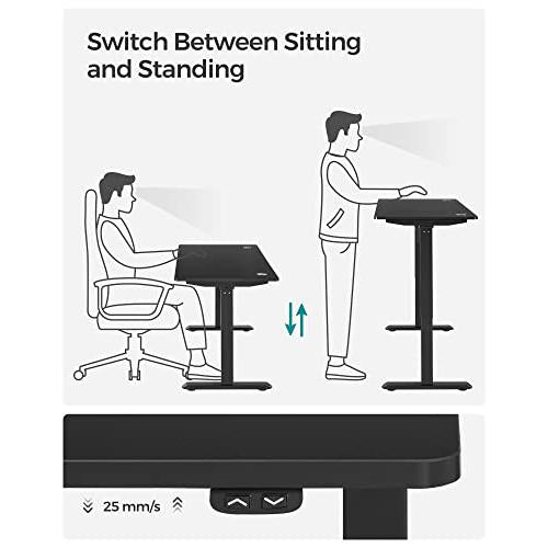 elektromosan állítható magasságú íróasztal, 70 x 140 x (73-114) cm, fekete-SONGMICS-Vita Home